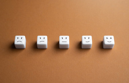 Mood from bad to good. Rate satisfaction with the service. mental state. psychological situation. Communication and feedback concept. popularity and performanceの写真素材