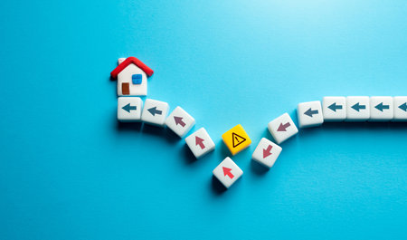 Unforeseen circumstances disrupt the goal of buying a house, leading to the breakdown of a deal. Termination of a real estate transaction. financial setbacksの写真素材