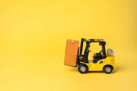 Forklift loading boxes.の写真素材