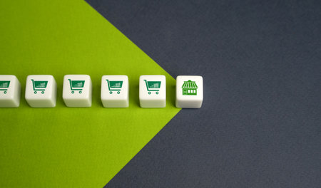 Go shopping at the store. Best special offers. Marketing, loyalty programs. Consumer preferences. Attract many buyers. Buying boom. Advertising. Big sale. Promotions and discounts.の写真素材