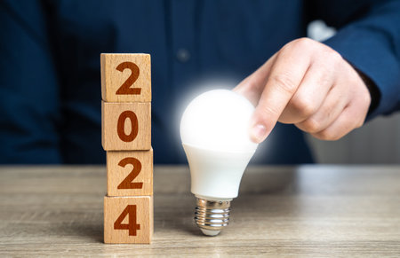 Business ideas and startups 2024. New trends and forecasts, setting plans for the coming future. Upcoming events that determine the future. Great beginnings and opportunities.の写真素材