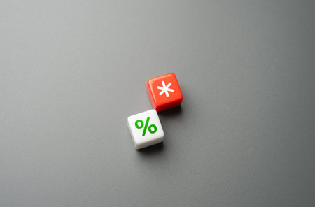 Interest rate and star terms. Unfair hidden fees, high interest rates and stiff penalties. Credits, loans and deposits. Price discounts. Financial illiteracy.の写真素材