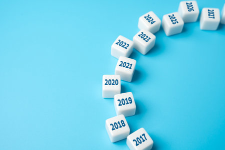 Coming years 2024. Reflecting on past achievements and experiences, looking forward. Embracing new trends, making forecasts, setting plans for the coming future. New beginningの写真素材
