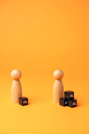 Carbon footprint of consumers. Pollution and greenhouse gas emissions. Impact on the environment by your lifestyle and habits. Calculate the customers carbon footprint.の写真素材