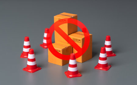 Goods under sanctions. Trade ban. Seizure of property and cargo. Export restrictions. Economic impediments. Affecting economies and businesses, dependent on the uninterrupted exchange of goodsの写真素材