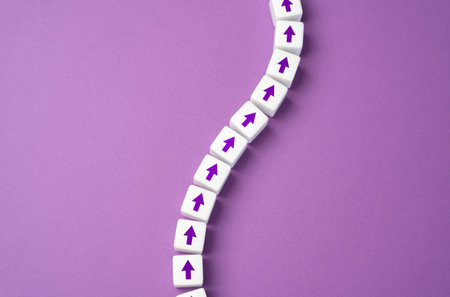 A chain of arrows. Move forward. Step by step. Set a target and find ways to achieve it. Motivation,...