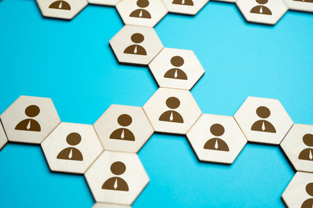 Business networking and cooperation. Working relationships between employees. Human resources and workforce.の写真素材