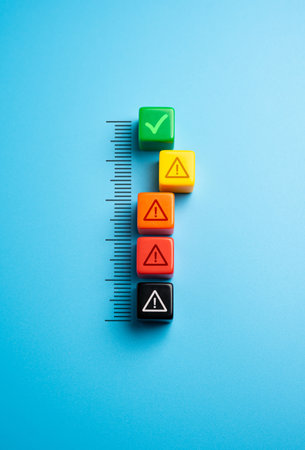Yellow alert level. Mitigating risks effectively. Importance of monitoringの写真素材
