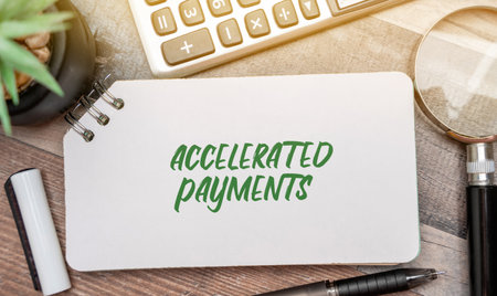 Accelerated payments concept. Making additional or increased payments on a mortgage loan with the goal of reducing the loan's principal balance more quickly. Real estate and finance.の写真素材