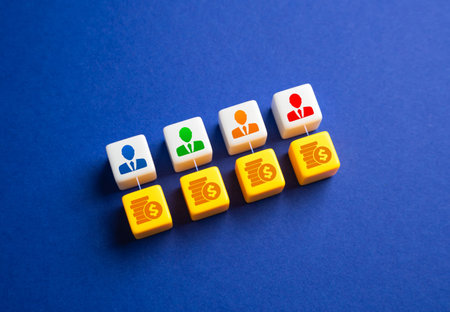Employees and subordinates bringing profit. Competition of businessmen and entrepreneurs. Maximize efficiency, and outperform rivals. Fueling business growthの写真素材