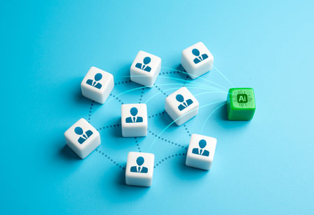 Increasing team efficiency by implementing artificial intelligence. Contacting all company participants at once. Communication and automation enhance workplace productivity.の写真素材