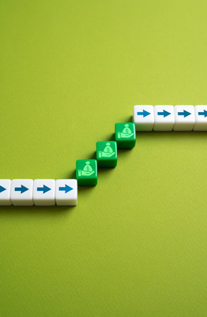 Improving your position and leveling up through financial contributions. Investing in yourself, improving your skills and abilities. Career growth.の写真素材