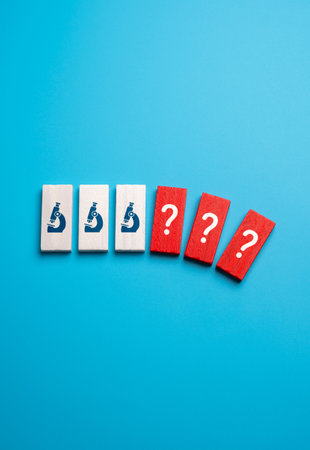 Lack of funding for research and science. Lack of evidence. Scientific progress stalled due to insufficient financing and limited data. Challenges in innovationの写真素材