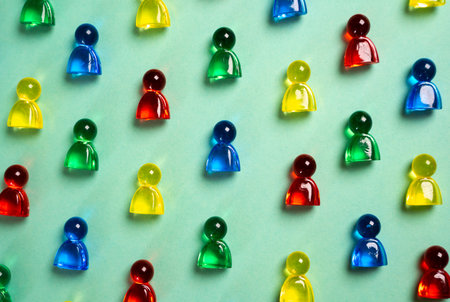 Lots of colorful figures. Sociality and public. Candidates for employment. Acquiring talent. Human resources. HR, social dynamics, inclusion, public engagement, and organizational development.の写真素材