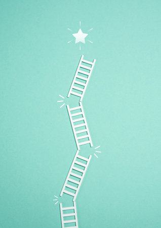 Falling ladder from the success star. Failure to achieve success. Thorny path. Difficult journey,...