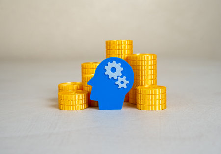 Ideas and creativity generate profit. Metaphor for intellectual capital turning into wealth. Entrepreneurship, monetizing creativity, or innovation-led growth.の写真素材