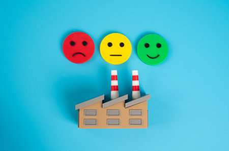 Survey of owners of industrial plants and factories on economic sentiment and forecasts. Business confidence, economic expectations, and industry outlook.の写真素材