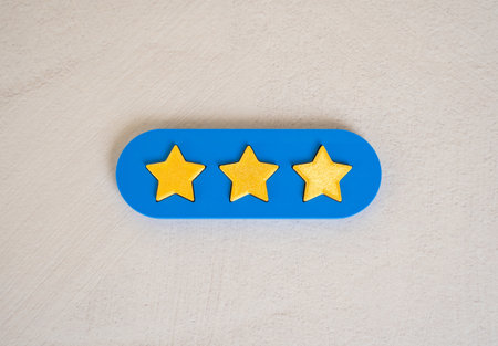 Rating three stars. Feedback systems, user reviews, customer satisfaction, or product evaluation...