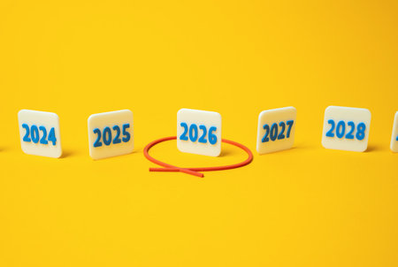 The year 2026 is circled in red in a number of others. Future planning. Financial forecasts,...
