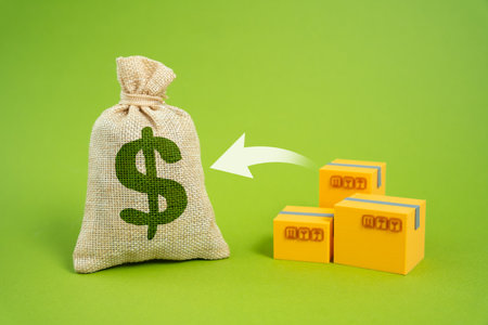 Sale of products and goods, receipt of revenue. Commercial activity. Profitability, consumer purchasing power.の写真素材