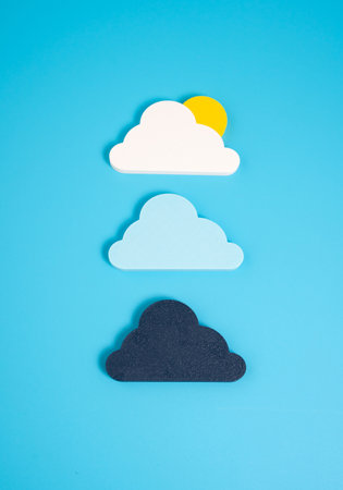 Weather from heavy black clouds to cloudiness with a gap. Weather forecasts. Support for mental...