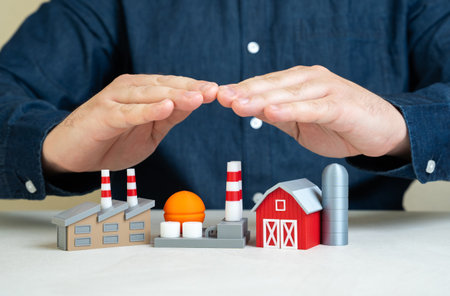 Protecting the national economy. Import substitution, domestic production incentives. Strategic sector support, resilience building. Economic sovereignty measures.の写真素材