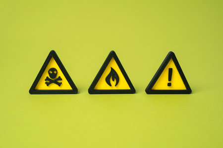Signs warning of danger. Public safety. Awareness levels.