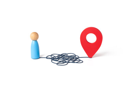 A confusing route to the point of arrival. Unclear path. Decision making difficulties. Many options to choose from. Navigation. Making plans.の写真素材