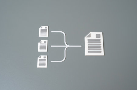 Merge form documents into one. Optimization of workflow. Simplification of documentation. Integration of data. Digital transformation. Time saving.の写真素材