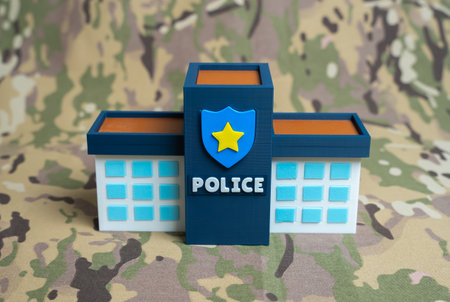 Expansion of powers of the police and security forces in wartime conditions, law enforcement authority, emergency measures, surveillance, civil rights restrictionの写真素材