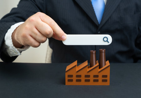 Plant and search line. Directory of enterprises and manufacturers, search for industrial products and goods, purchase of equipment. Search for work at the plant, B2B marketplaceの写真素材