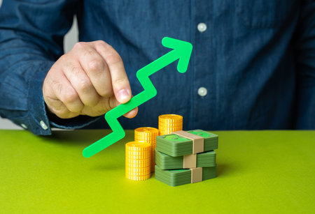 Increase capital and financial wealth, profit growth, investment success, economic stability, personal savings, prosperityの写真素材