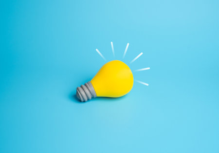 Light bulb idea. Minimalism. Creativity, innovation, startup vision, problem solving, education,...