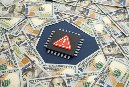 Microchip defect. Dangerous operating system update and component shortage. Concept for...