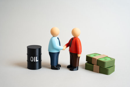 Trade transaction. Purchase of oil for foreign currency. Sale of raw materials and other goods. International trade. Concept for global economy, energy market, and finance policy.の写真素材
