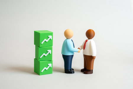 Businessmen enter into a deal that promises profit. Concept of partnership, negotiation, financial success, and investment opportunities. Symbol of trust, ambition, and strategic cooperation.の写真素材