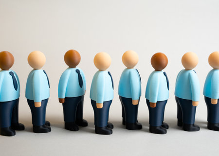 A line of office workers. Candidates for job interviews. Competition for a position. Unemployed...