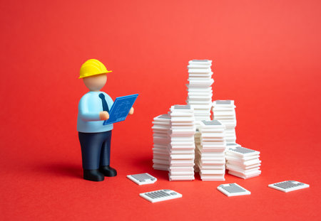 Building regulations and rules. Urbanization building codes. High bureaucracy. Utility relocations, geological exploration. Master plan. Urban development. Regulatory policy.の写真素材