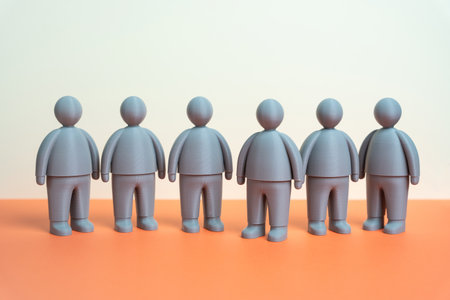 Gray people. Gray mass. Inert society. Lack of response to social stimuli. Sociology. Urban alienation, or psychological studies on social behavior.の写真素材