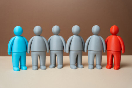 Two opposing ideological camps and voters vacillating between them. Right and left ideas. The tilt of centrist forces. Elections. Democracy, political struggle, and voter polarization.の写真素材