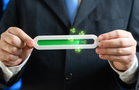 The progress bar fills with earned money. The goal is to reach sales levels and accumulate funds for...