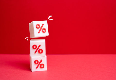 Sale percentages and discounts. Seasonal sales, holidays. Banking. Deposits and loans. Credit rating.の写真素材