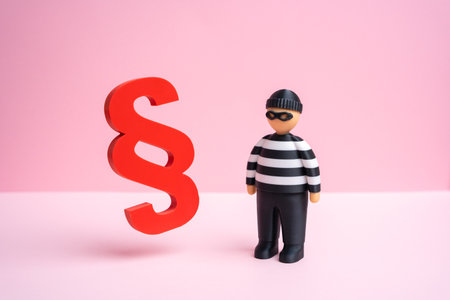 Criminal and law of order. Criminal code. Restriction of freedoms, compensation for victims of fraud. Justice and punishment balance. Law enforcement, judicial reform, and crime preventionの写真素材