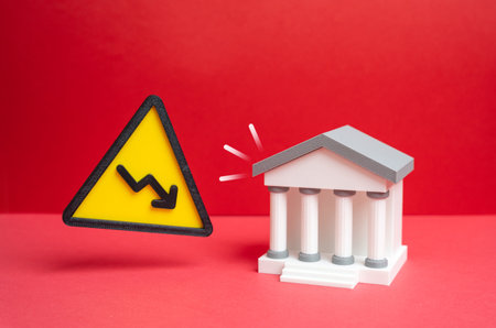 The banking sector is suffering losses. Depicting crisis, defaults, and financial instability in the...