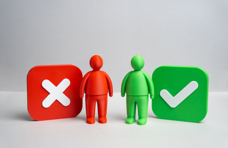 Individuals for and against. Opinions and positions on the issue. Elections and referendums. The political process. Public survey. Public opinion polarization. Political science, sociologyの写真素材