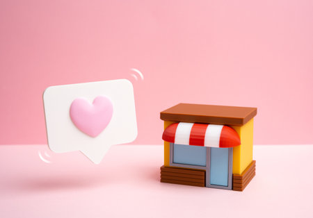 Shop and like comments. Promote your business online and on social media. Win the love and loyalty of your customers. Digital marketing, customer engagement and brand growth.の写真素材