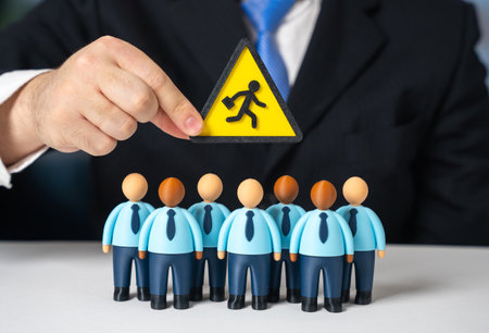 Migration of workers and brain drain. Labor market shortage, global mobility trends, economic development reports and demographic research on talent relocation and workforce shortages.の写真素材