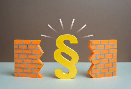 The law breaks down barriers. Break the old system. The triumph of the law. Justice reform, legal education and anti-corruption.の写真素材