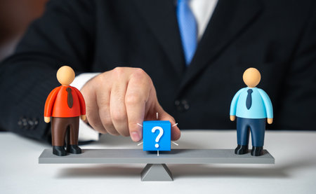 A businessman chooses the criteria by which to judge employees. Subject of discourse. Performance evaluationの写真素材