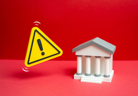 The Bank and a Sign of Attention. The Health of the Banking System and Capital Liquidity. Financial stability issues and regulatory alerts. Economic reviews, banking reports and risk analysis.の写真素材